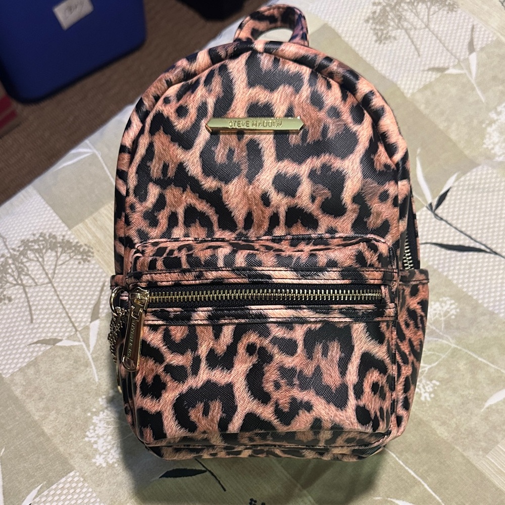 Steve Madden Animal Print Backpack - Black and Brown